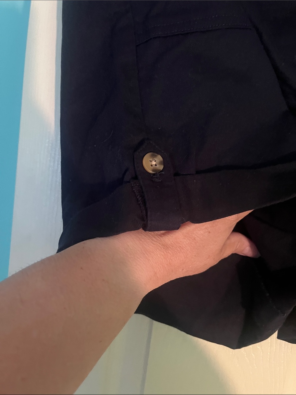 Women's Navy Roll-Hem Shorts - Picture 3 of 6